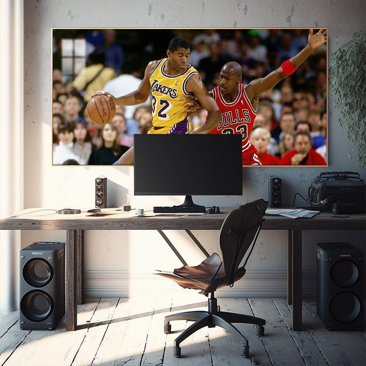 Michael Jordan and Magic Johnson Wall Art