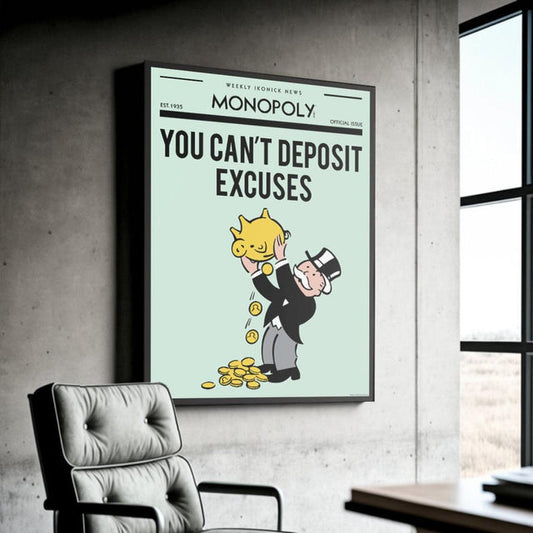 YOU CAN'T DEPOSIT EXCUSES WALL ART